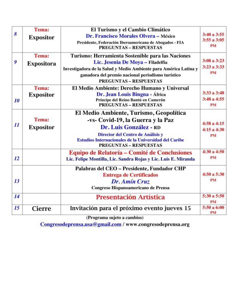 2- Miercoles 14 - Programa COMETUR 2022-2